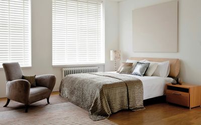 Horizontal-Jalousien, SG 8960, Wood slats, 50mm Soft White, Natural tape