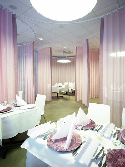 Systèmes de rideaux, Room shot "Restaurant Tumba Gymnasium", Tumba, Sweden